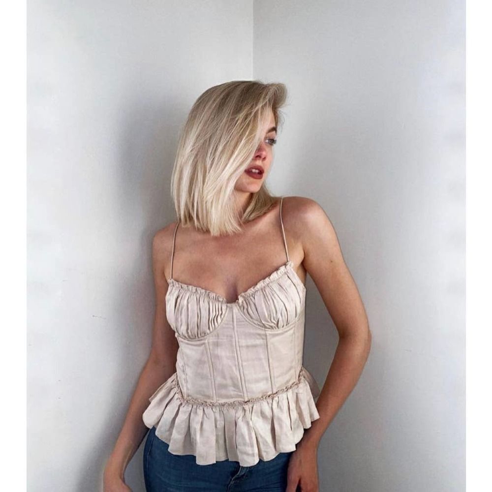 H&M Brock Collection Linen-blend Corset-style Top - Picture 2 of 13
